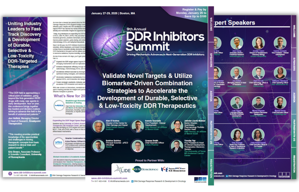 Brochure cover for DDR Inhibitors Summit